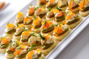 Tangerine Flavour pearls add a delicious citrus burst to our canape with prawns