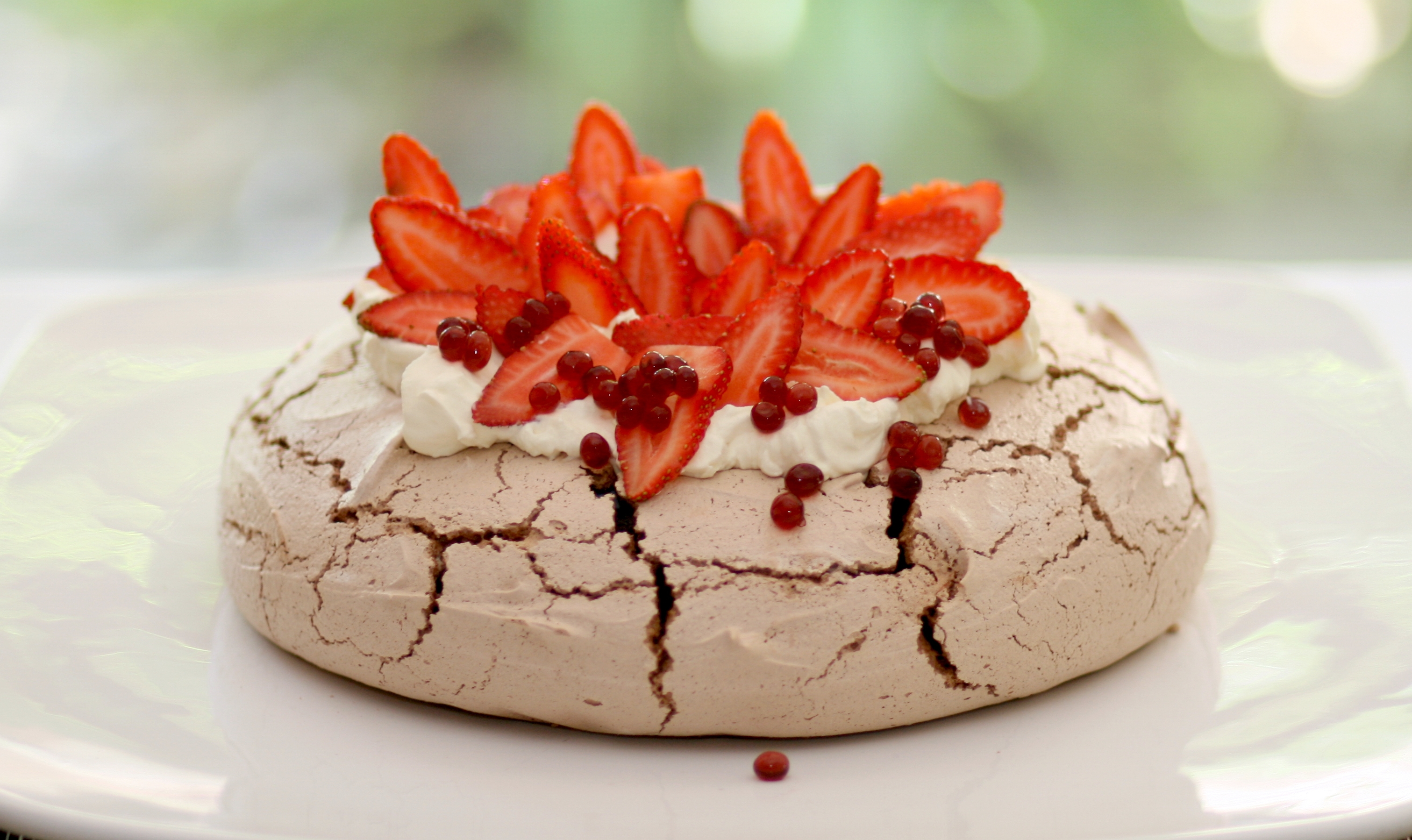 Chocolate Pavlova with Spiced Cranberry Flavour Pearls