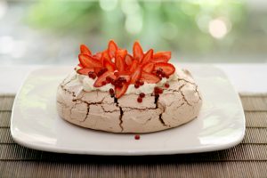 Here is a recipe for Chocolate pavlova and Spiced Cranberry Flavour Pearls