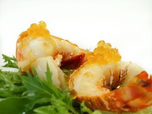 Grilled lobster Tails and Tangerine Flavour Pearls