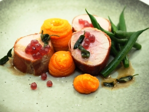 Prosciutto Wrapped Pork and Davidson Plum Flavour Pearls