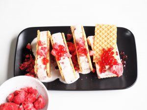 Strawberry & Pomegranate Semifreddo Sandwiches