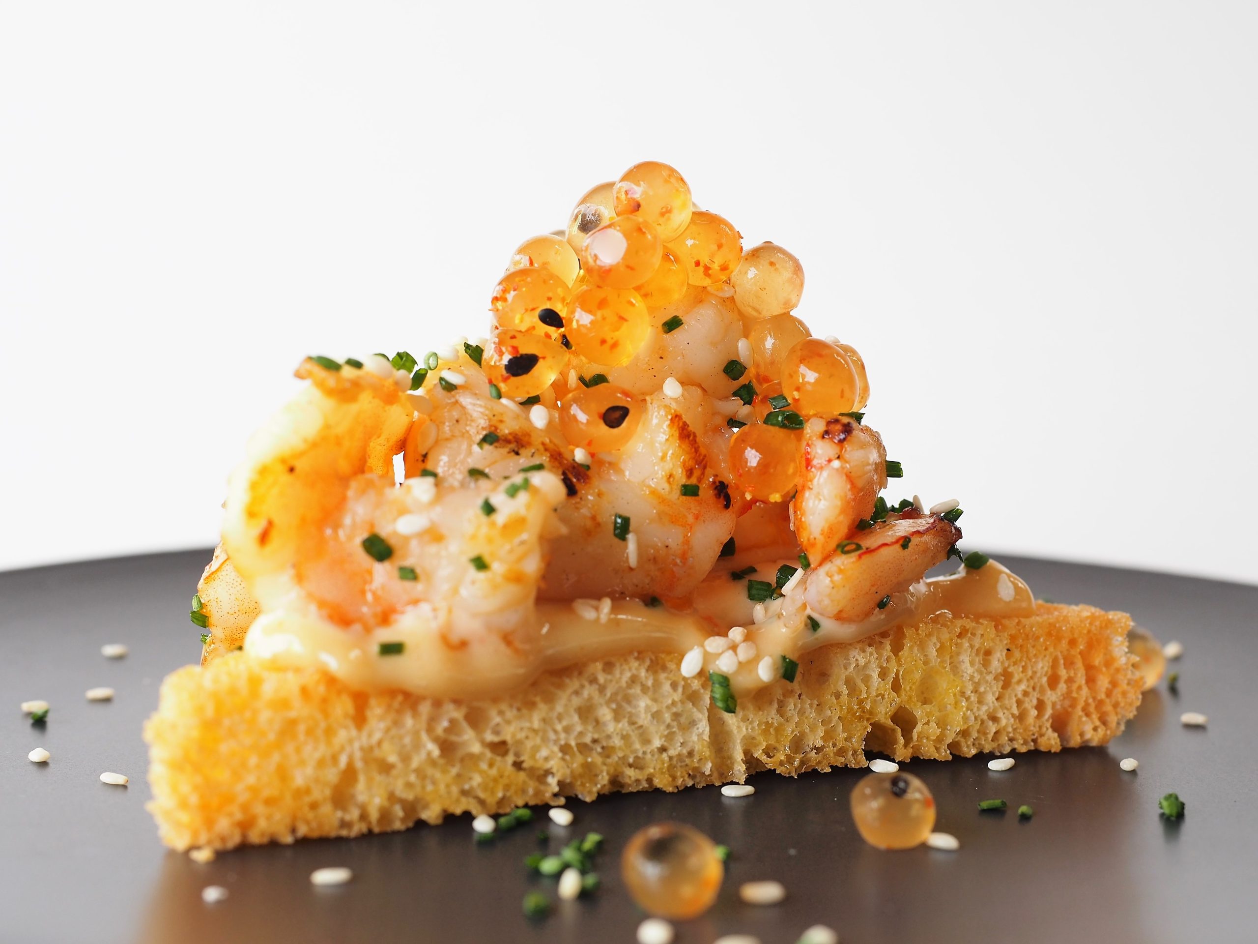 Prawn Toast with Shichimi & Lime Flavour Pearls