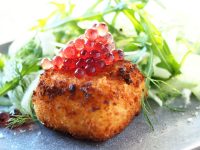 Crumbed Goats Cheese and Pepperberry & Cherry Flavour Pearls