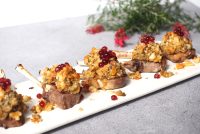 Lamb Cutlets with Hibiscus Flavour Pearls & Macadamia & Lemon Myrtle Crumb