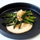 Asparagus with Whitebean Puree, Hazelnuts and Lemon & Black Pepper Flavour Pearls