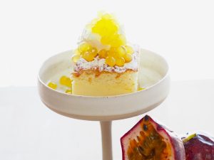 Custard Cake and Passionfruit Flavour Pearls