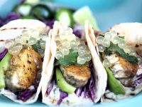 Grilled Fish Tacos with Lime & Jalapeno Flavour Pearls