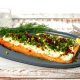 Baked Salmon with Dill Cream, Herbs and Wild Hibiscus Flavour Pearls