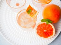 Grapefruit mocktail Spritz with Pink Grapefruit Flavour Pearls