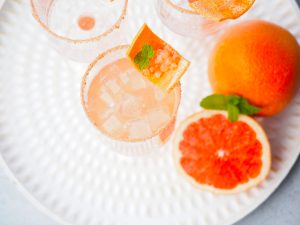Grapefruit mocktail Spritz with Pink Grapefruit Flavour Pearls
