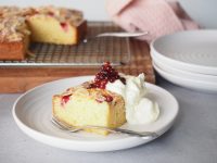 Strawberry Custard Cake with Wild Hibiscus Flavour Pearls